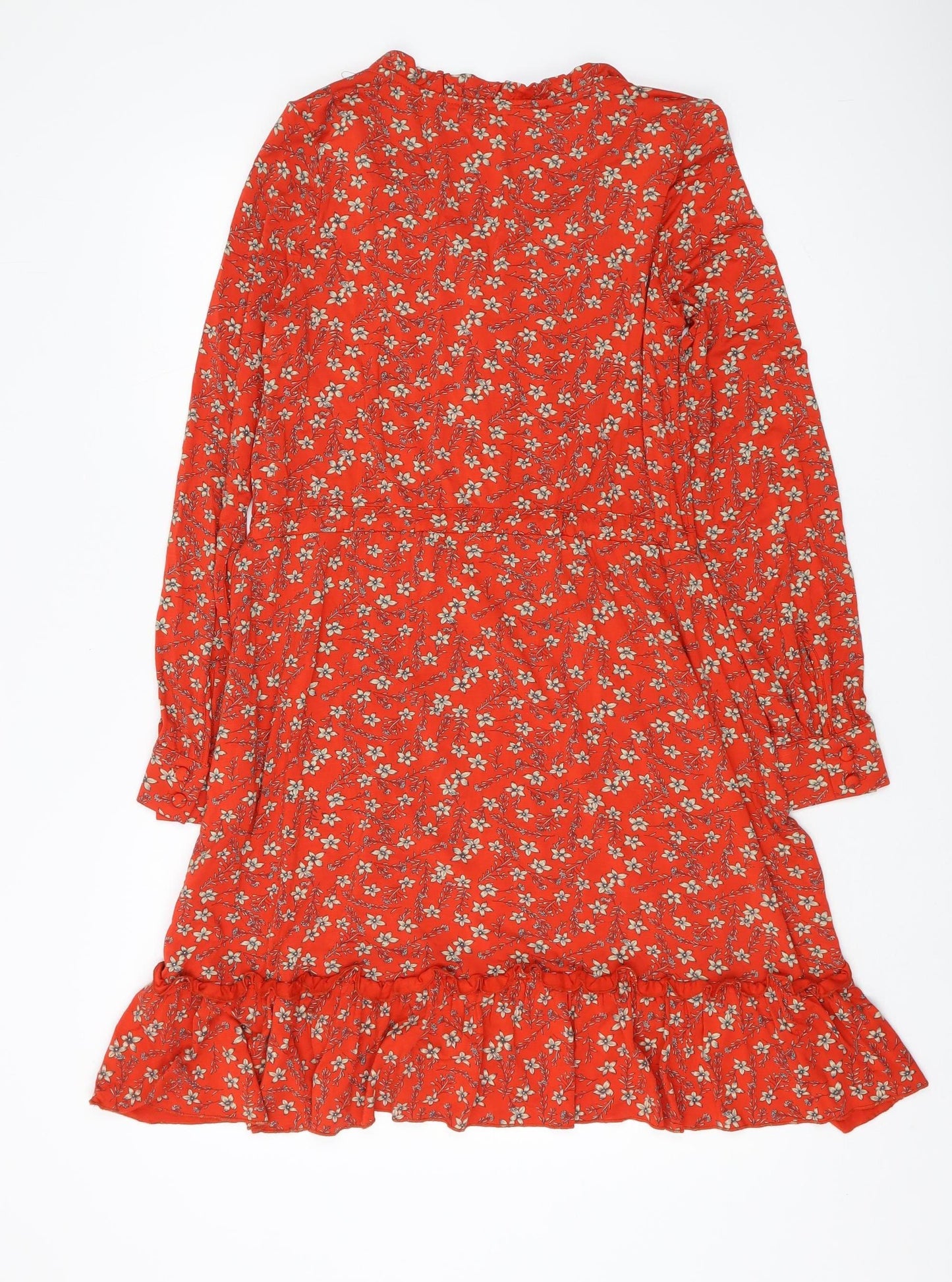 Next Women's Red Floral Shirt Dress Size 10