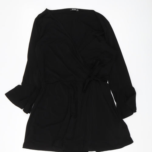Bershka Women's Black Belted Playsuit L Casual