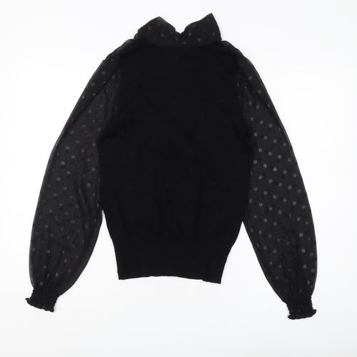 Oasis Women's Black XS Polka Dot Bow Pullover Jumper