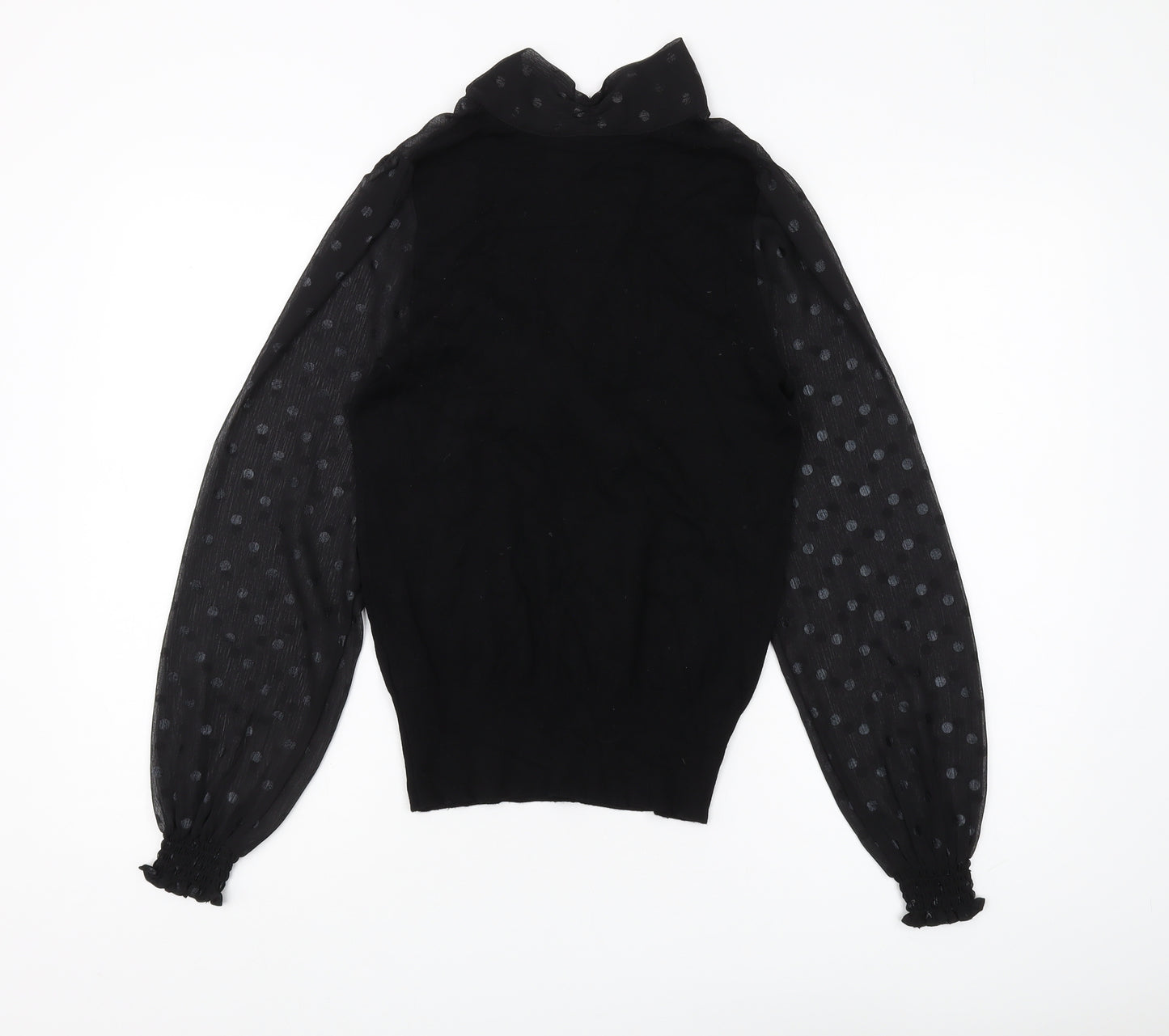 Oasis Women's Black XS Polka Dot Bow Pullover Jumper