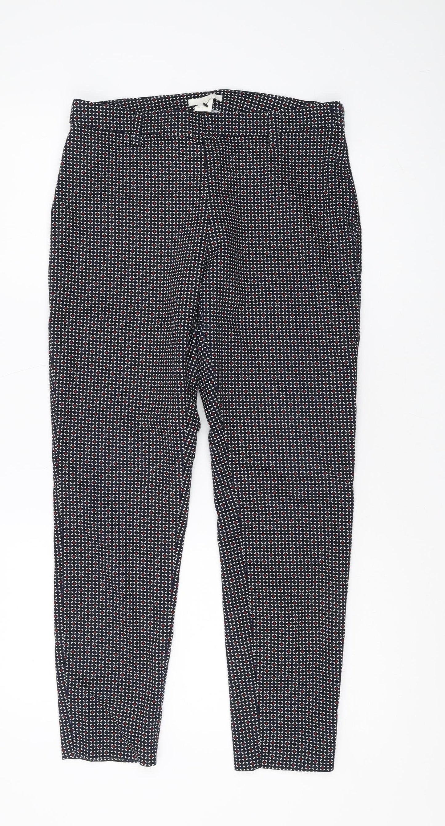 H&M Women's Multicoloured Geometric Cropped Trousers Size 10