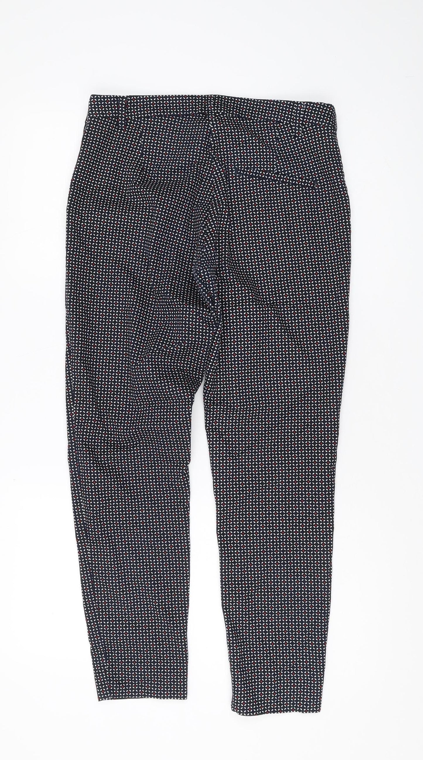 H&M Women's Multicoloured Geometric Cropped Trousers Size 10