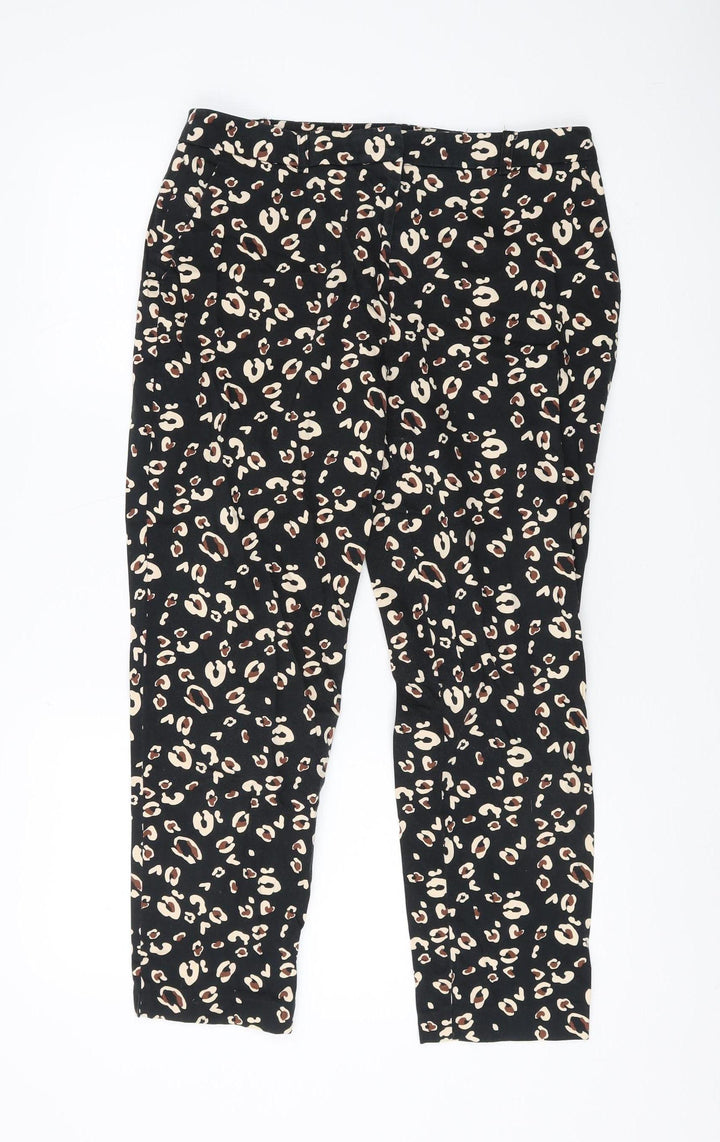 Dorothy Perkins Women's Black Animal Print Trousers, Size 12