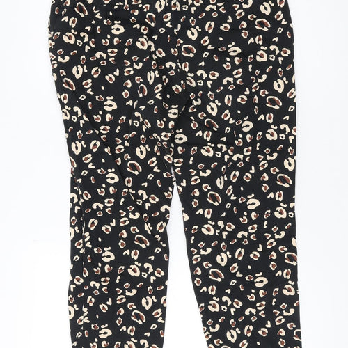 Dorothy Perkins Women's Black Animal Print Trousers, Size 12