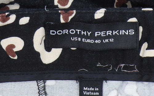 Dorothy Perkins Women's Black Animal Print Trousers, Size 12