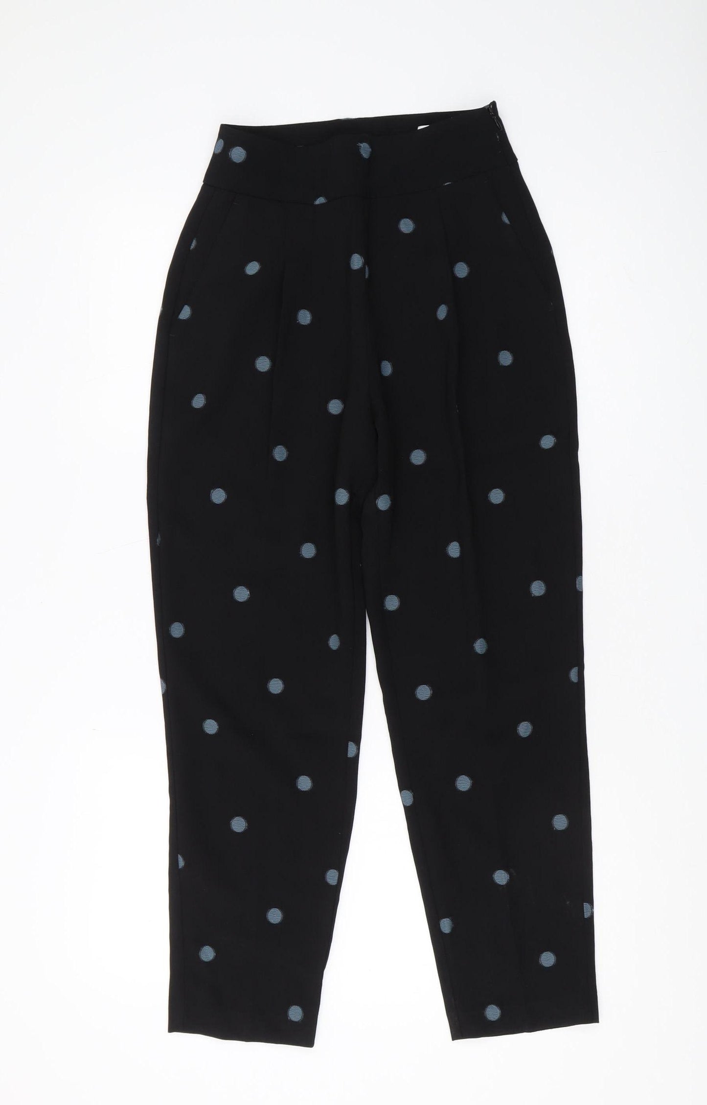 Zara Women's Black Polka Dot Cropped Trousers XS