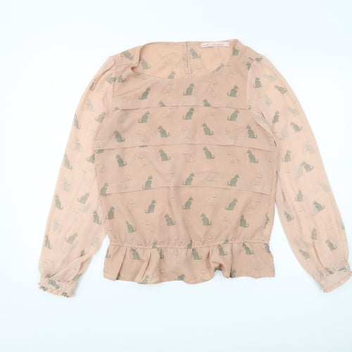 Next Women's Beige Tunic Blouse, Size 12, Animal Print