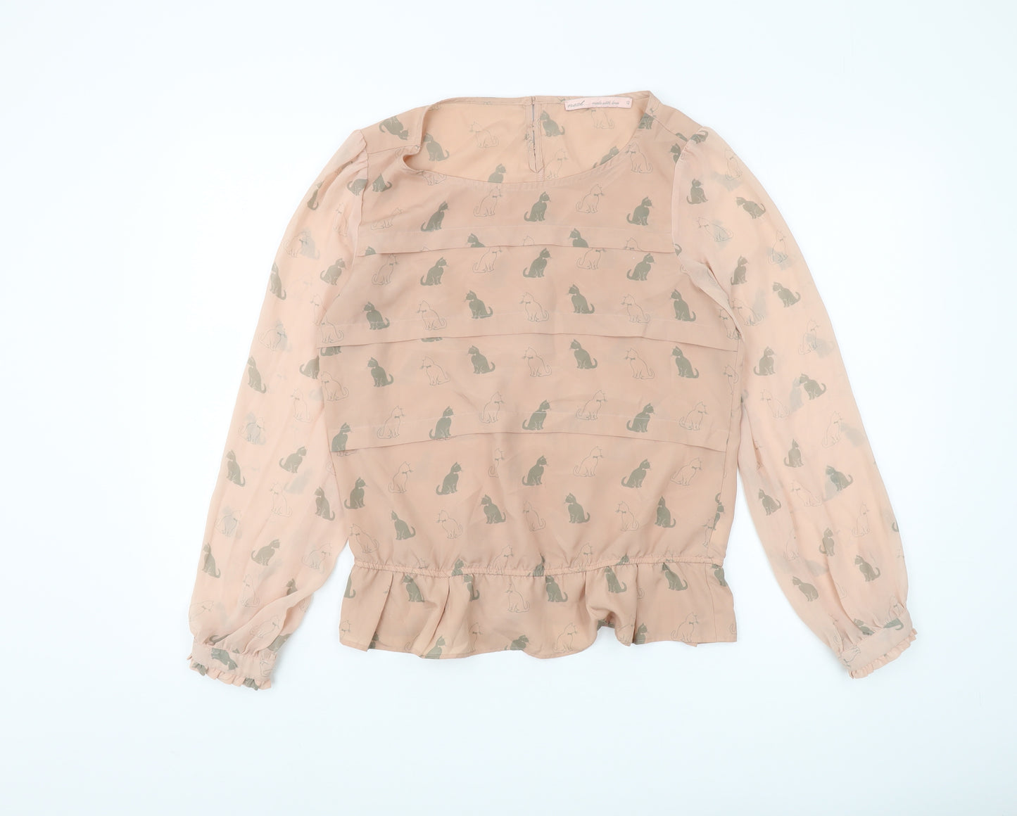 Next Women's Beige Tunic Blouse, Size 12, Animal Print