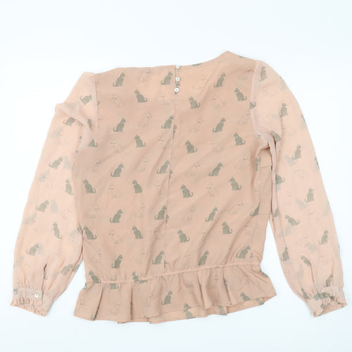 Next Women's Beige Tunic Blouse, Size 12, Animal Print