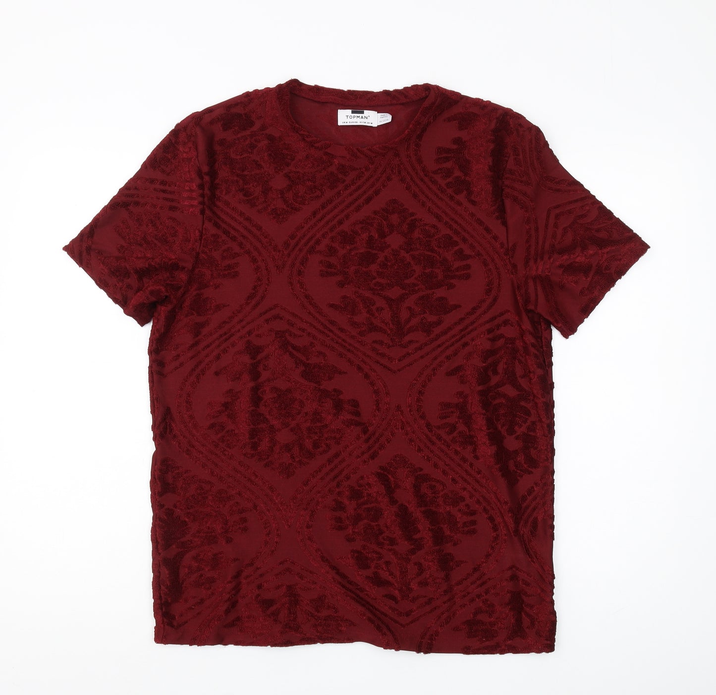Topman Men's Red Crew Neck T-Shirt, Size M