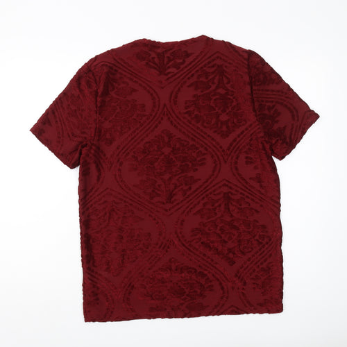 Topman Men's Red Crew Neck T-Shirt, Size M