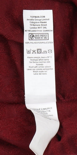 Topman Men's Red Crew Neck T-Shirt, Size M