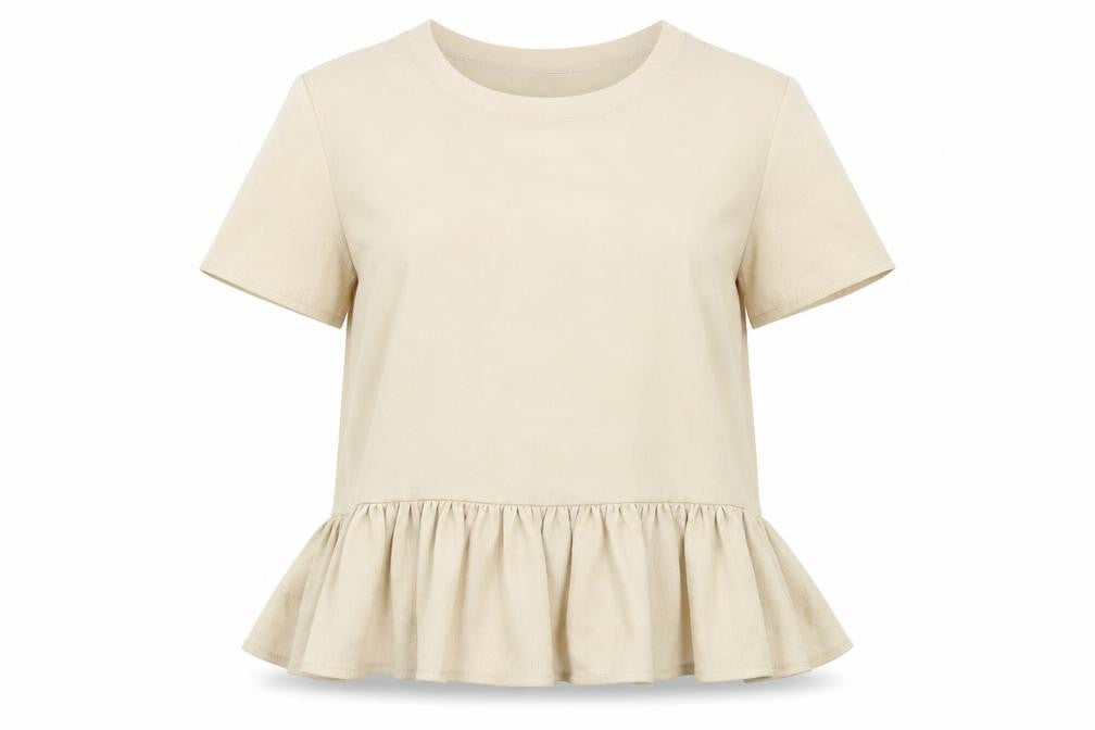 Front view of Vero Moda Women's Beige Ringer Blouse S