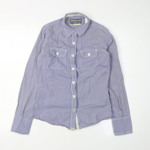 SoulCal & Co Women's Blue Size 8 Check Button-Up Shirt