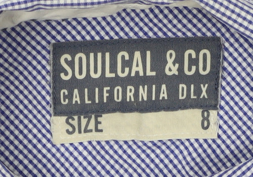 SoulCal & Co Women's Blue Size 8 Check Button-Up Shirt