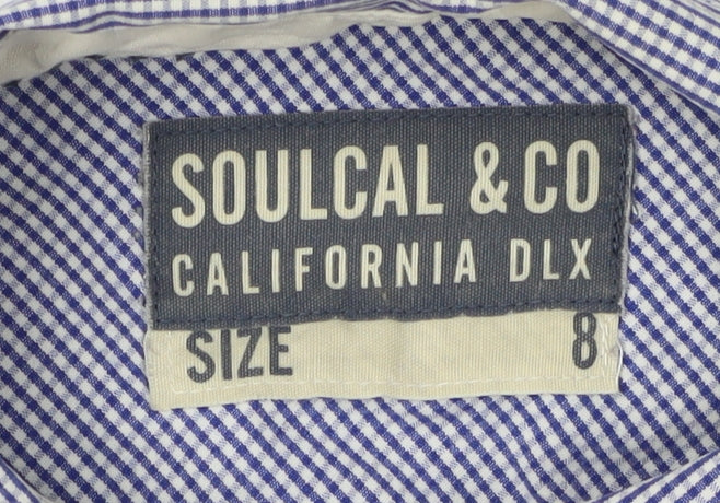 SoulCal & Co Women's Blue Size 8 Check Button-Up Shirt