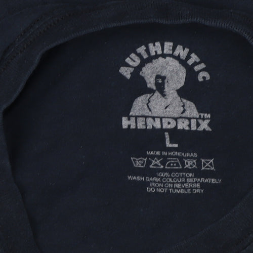 Authentic Hendrix Men's Black Graphic Print T-Shirt L