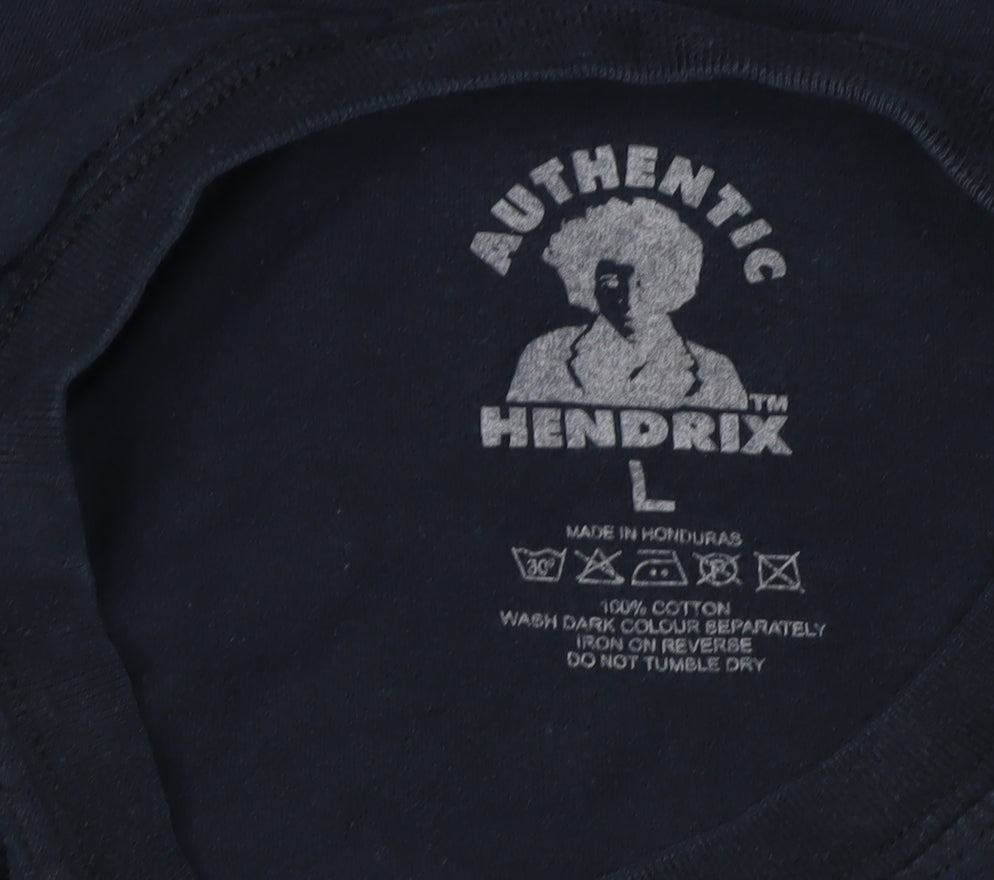 Authentic Hendrix Men's Black Graphic Print T-Shirt L