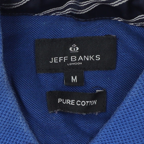 Jeff Banks Men's Blue Polo Shirt M Short Sleeve Cotton