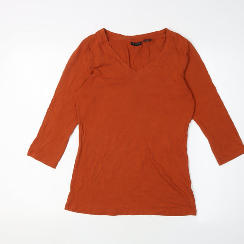 Tahari Women's Orange V-Neck 3/4 Sleeve Top