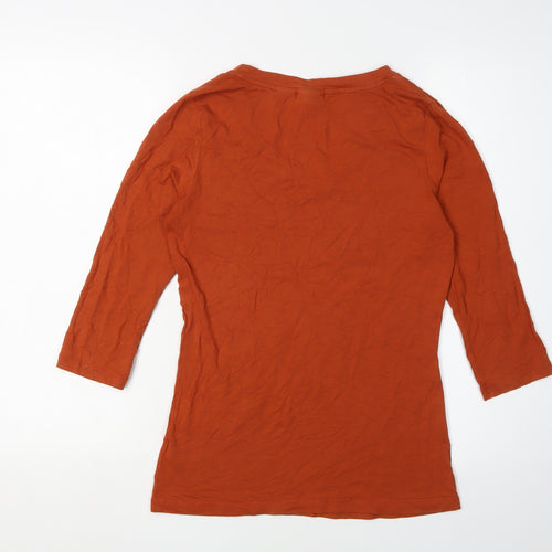 Tahari Women's Orange V-Neck 3/4 Sleeve Top