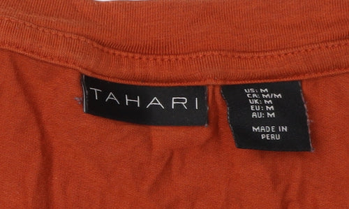 Tahari Women's Orange V-Neck 3/4 Sleeve Top