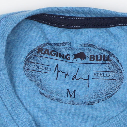 Raging Bull Men's Blue Graphic Print T-Shirt, M, Sports, Crew Neck