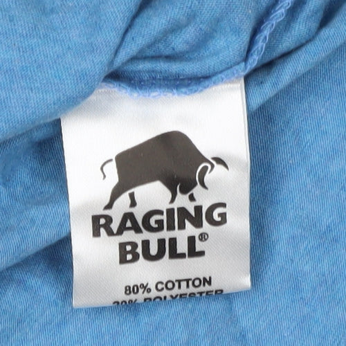 Raging Bull Men's Blue Graphic Print T-Shirt, M, Sports, Crew Neck