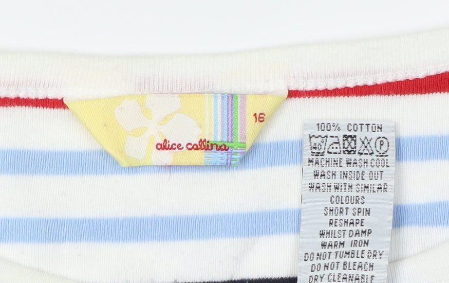 Alice Collins Women's Multicoloured Striped T-Shirt Size 16