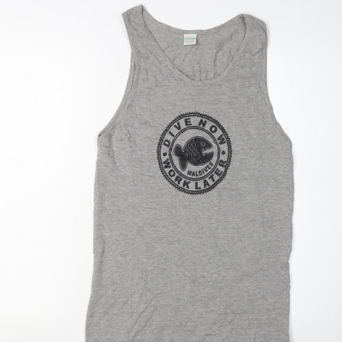 Misraab Grey Cotton Blend Sleeveless Tank Top L