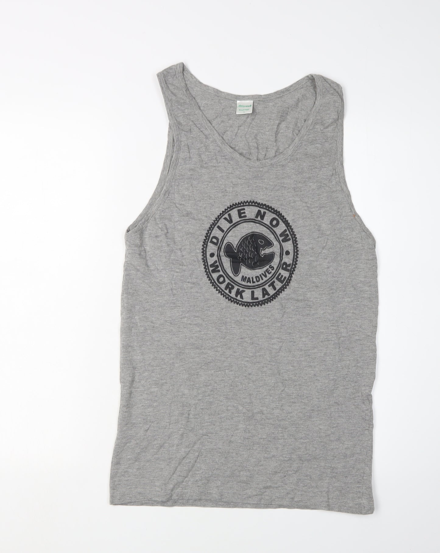 Misraab Grey Cotton Blend Sleeveless Tank Top L