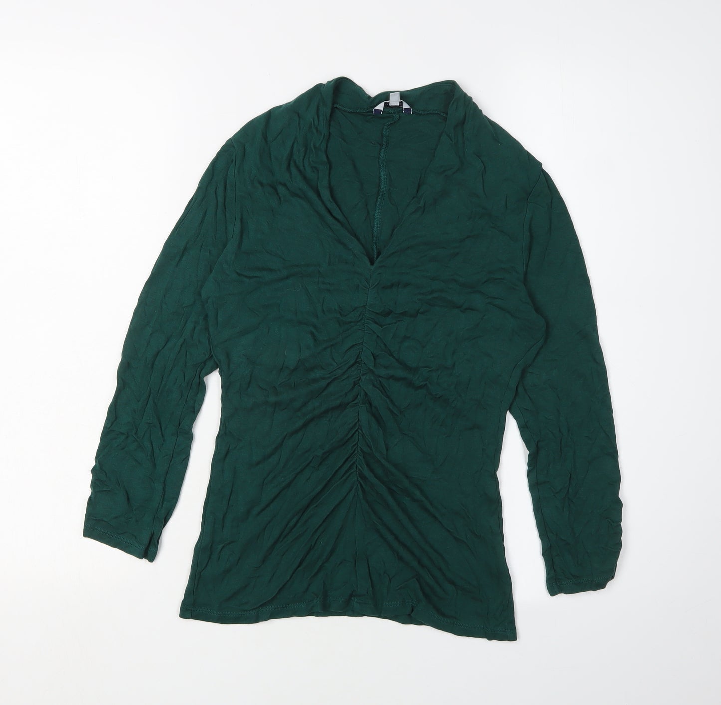 Jigsaw Green V-Neck Long Sleeve Modal Top M