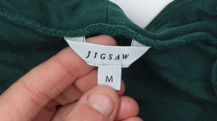 Jigsaw Green V-Neck Long Sleeve Modal Top M