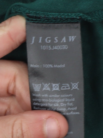 Jigsaw Green V-Neck Long Sleeve Modal Top M
