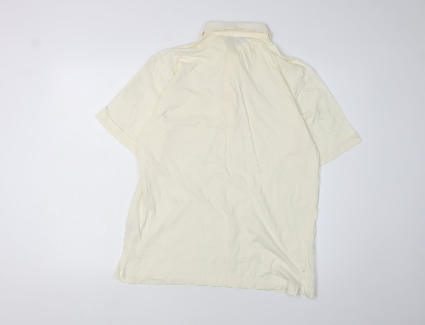 Ferracini Men's Ivory Polo Shirt M Collared Button Casual