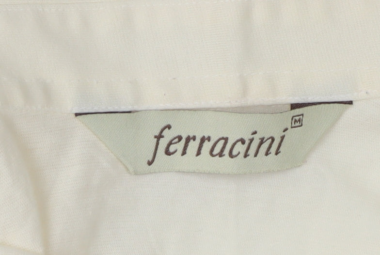Ferracini Men's Ivory Polo Shirt M Collared Button Casual