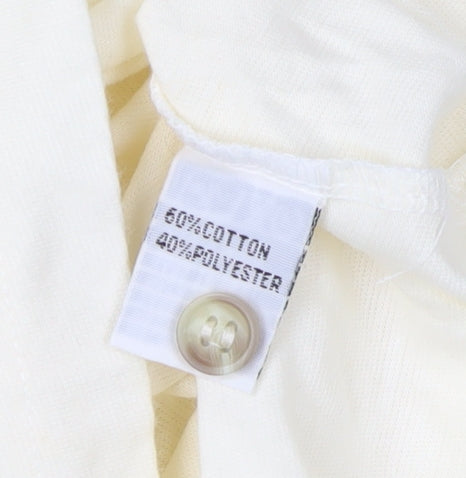 Ferracini Men's Ivory Polo Shirt M Collared Button Casual