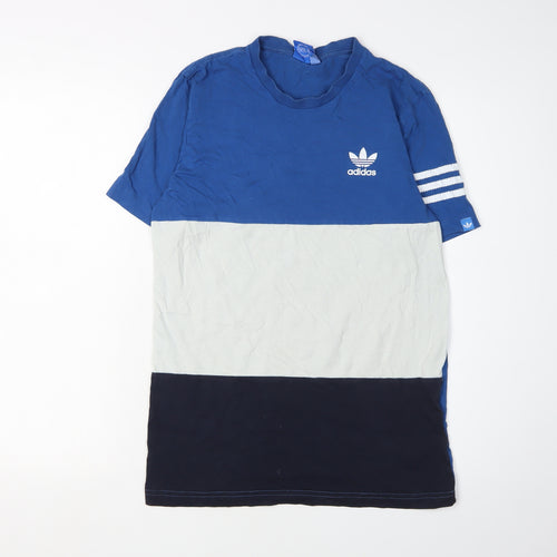 Adidas Men's Blue Medium Colourblock T-Shirt