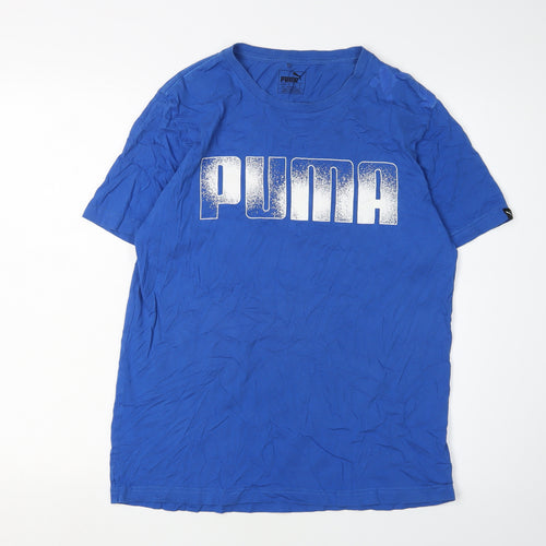 Puma Men's Blue Graphic T-Shirt Medium Crew Neck