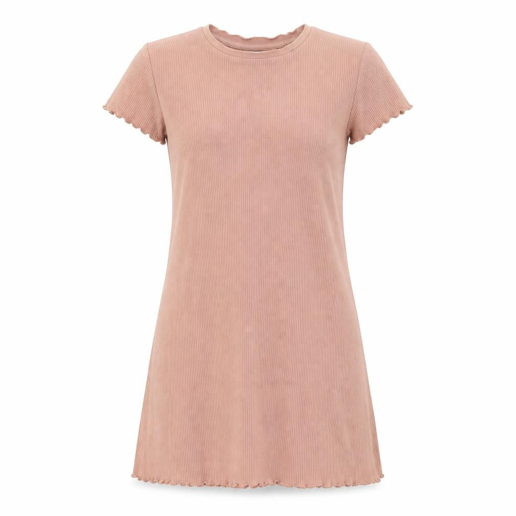 Front view of Pull&Bear Women's Pink T-Shirt Dress, size S, Summer