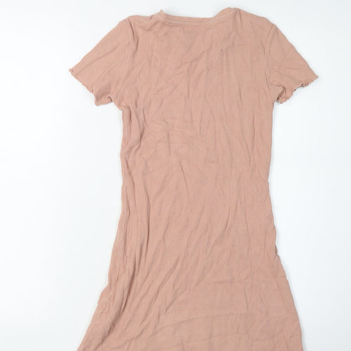 Pull&Bear Women's Pink T-Shirt Dress Size S Summer
