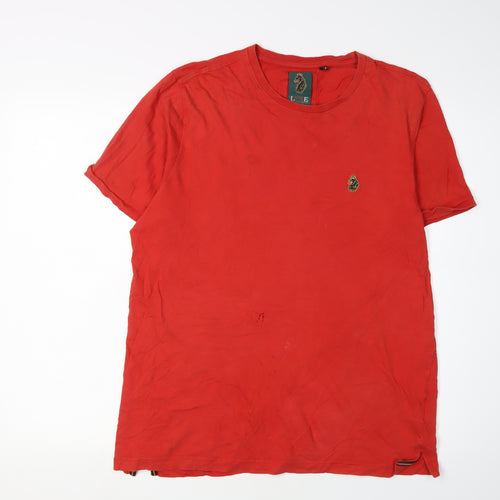 Luke Men's Red Large Cotton T-Shirt with Logo