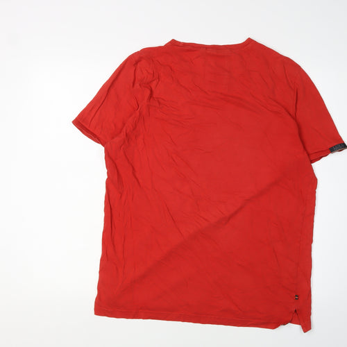 Luke Men's Red Large Cotton T-Shirt with Logo