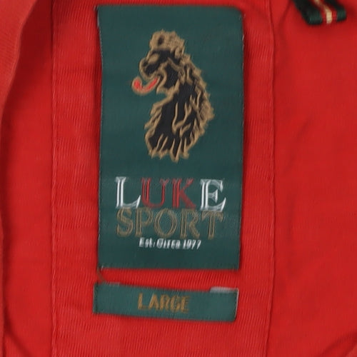 Luke Men's Red Large Cotton T-Shirt with Logo