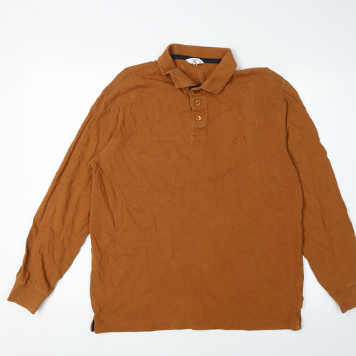 Cotton Traders Men's Brown Polo Shirt M Long Sleeve