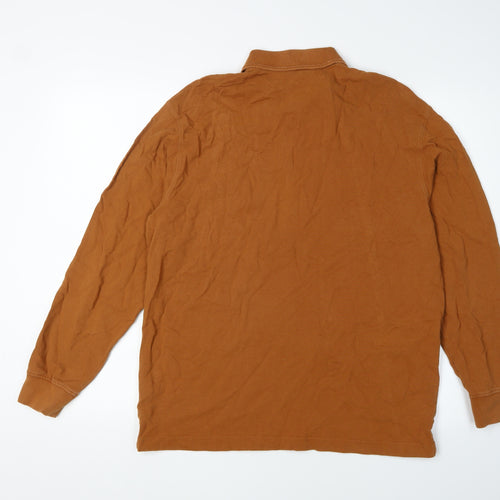 Cotton Traders Men's Brown Polo Shirt M Long Sleeve