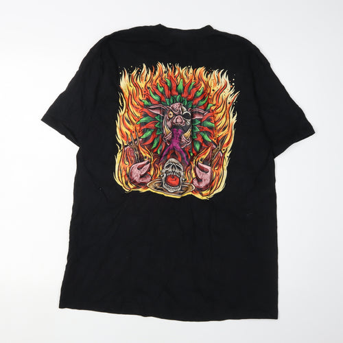 Gildan Men's Black Graphic Cotton T-Shirt L Large