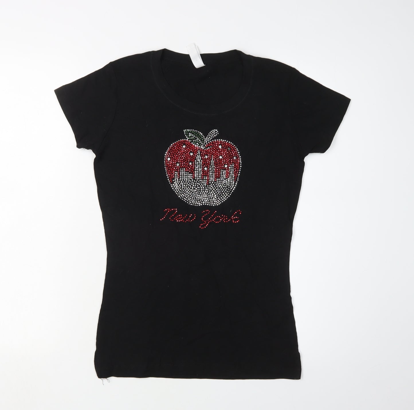 Torkia Women's Black Rhinestone T-Shirt - Size L