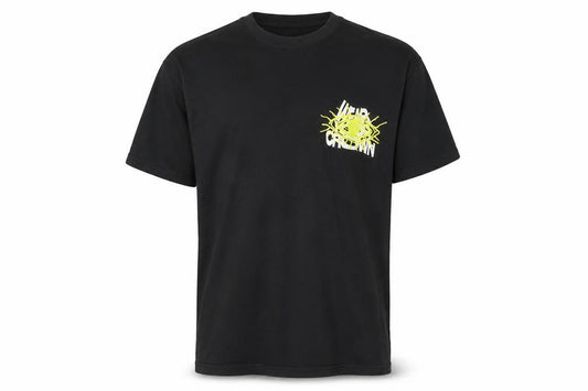 Front view of Gildan Men's Black Graphic Print T-Shirt M