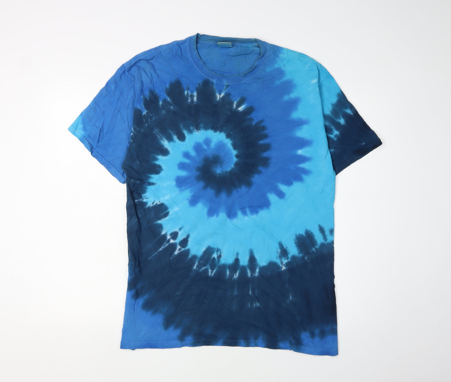 Port & Company Men's Blue Retro Tie-Dye T-Shirt L